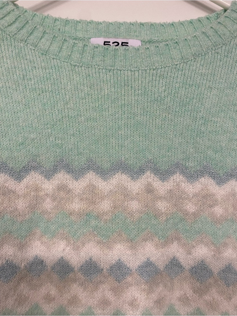 525 America Mint & Cream Zigzag Crewneck Sweater